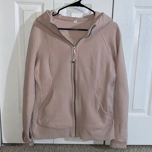 Lululemon full-zip scuba hoodie (color: feather pink)